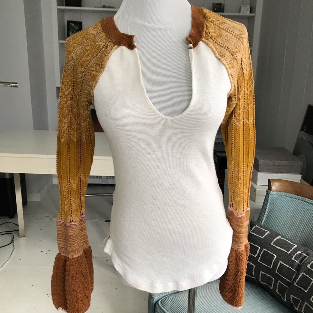 Free People knit jersey with bell sleeves